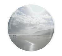 Ocean Mist Round Glass Worktop Saver - Coastal Beach Gift - Textured Kitchen Chopping/Cutting Board Worktop Protector with Non-Slip Feet 30cm x 30cm (12" x 12")