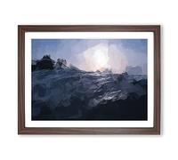 Ocean Moods In Abstract Modern Art Framed Wall Art Print, Ready to Hang Picture for Living Room Bedroom Home Office Décor, Walnut A2 (64 x 46 cm)