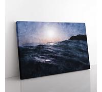 Ocean Moods Painting Modern Art Canvas Wall Art Print Ready to Hang, Framed Picture for Living Room Bedroom Home Office Décor, 76x50 cm (30x20 Inch)