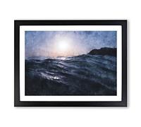 Ocean Moods Painting Modern Art Framed Print | A2 Black Framed Wall Art | Ready to Hang | Modern Nautical Picture | Living Room Bedroom Lounge Office