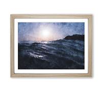 Ocean Moods Painting Modern Art Framed Print | A2 Oak Framed Wall Art | Ready to Hang | Modern Nautical Picture | Living Room Bedroom Lounge Office