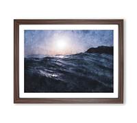 Ocean Moods Painting Modern Art Framed Print | A2 Walnut Framed Wall Art | Ready to Hang | Modern Nautical Picture | Living Room Bedroom Lounge Office