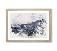Ocean Moods Watercolour Framed Print | A2 Oak Framed Wall Art | Ready to Hang | Modern Nautical Picture | Living Room Bedroom Lounge Office