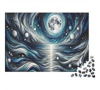 Ocean Moonlit Serenity 1000-Piece Jigsaw Puzzle for Adults, 70x50cm/1000pcs; Smooth White Pieces for Easy Handling; A Calm After-work Activity