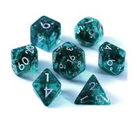 Ocean Moss DND Dice Set - Unique Aquamarine Ocean Moss for Role Playing Games (RPG) - Stunning Textured Resin Polyhedral Dice Set for D&D Pathfinder and More - Detailed Dungeons and Dragons Dice Set