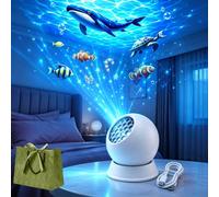 Ocean Night Projector, 360° Rotating LED Ocean Wave Projector Lamp (D,USB) | USB Powered Galaxy Water Ripple Night Light with Adjustable Brightness, Mood Light for Bedroom Kids Room Party Decor