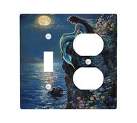 Ocean Night Siren Light Switch Thermoplastic Wall Plates Dark Blue Sea Theme Coastal Decor Thermoplastic Wall Plates Standard Size to