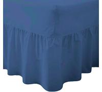Ocean Nights Luxury Polycotton Fitted Valance Sheet 25cm Box Easy Care Frilled Valance Sheets Single Double King and Super King (Mid Blue, Single)