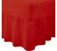 Ocean Nights Luxury Polycotton Fitted Valance Sheet 25cm Box Easy Care Frilled Valance Sheets Single Double King and Super King (Red, Single)