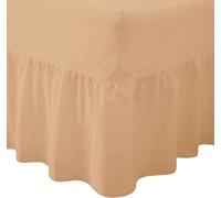 Ocean Nights Luxury Polycotton Fitted Valance Sheet 25cm Box Easy Care Frilled Valance Sheets Single Double King and Super King (Latte, Double)