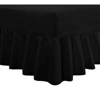 Ocean Nights Luxury Polycotton Fitted Valance Sheet 25cm Box Easy Care Frilled Valance Sheets Single Double King and Super King (Black, Pillowcase Pair Only)