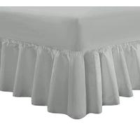 Ocean Nights Luxury Polycotton Fitted Valance Sheet 25cm Box Easy Care Frilled Valance Sheets Single Double King and Super King (Grey, Single)