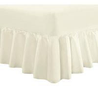 Ocean Nights Luxury Polycotton Fitted Valance Sheet 25cm Box Easy Care Frilled Valance Sheets Single Double King and Super King (Cream, Double)