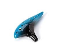 “Ocean Notes” 12 Hole Sweet Potato Ocarina Graceful Shape Pottery Ocarina in Alto C (Blue & Black)
