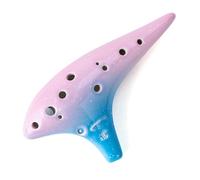 “Ocean Notes” 12 Hole Sweet Potato Ocarina Graceful Shape Pottery Ocarina in Alto C (Cyan Ice Crack)