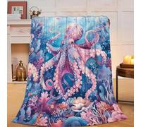 Ocean Octopus Fleece Throw Blanket - Super Soft, Cozy, Warm - 60"x80" - Nautical Octopus Decor - Stuffed Animal Blanket Gifts for Boys, Girls, Kids, Adults, Men, Women