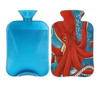 Ocean Octopus Hot Water Bottle with Cover 2L, Sea Octopus PVC Hot Water Bag for Hand Feet Warmer, Pain Relief,Hot Compress and Cold Therapy