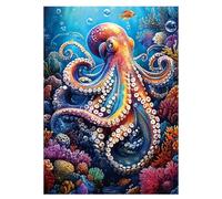 Ocean Octopus Magic Puzzle 1000 Pieces for Adults, Nature Colorful Sea Coral Jigsaw Puzzle, Under The Sea Animal Art Puzzle