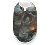 Ocean Octopus Pirate Ship Print Pet Clothes T Shirt Pets Clothing Vests Tee Tops Dogs Costume Coat For Dog Cat M