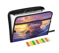 Ocean Otter Sunset Orange Accordion File Organizer Portable Expanding File Folder with Safe Zipper & Colorful Labels for Letter Receipt A4 Papers Important Document Storage