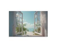 Ocean Outside The Window Canvas Wall Art Picture Print Cultural Landscape Eclectic Wall Decor Cultural Landscape Giclee Artwork Natural Home, Hotel, Exhibition Hall, Public Area 20x30inch(50x75cm)