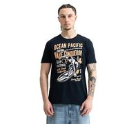 Ocean Pacific Men's Gnarly T-Shirt, Dark Navy/Orange/Ecru, XXL