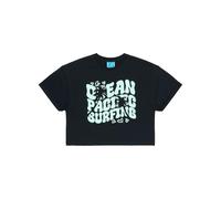 Ocean Pacific Women's Punta Mita Cropped T-Shirt, Black/Light Blue, XS