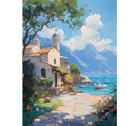Ocean Paint by Numbers for Adults Architecture Paint by Numbers for Kids Beginners, Oil Paintings Craft Art Kits for Adults, Painting by Number with Acrylic Paint for Home Decor 90x120cm, Model 356