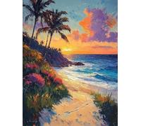 Ocean Paint by Numbers for Adults, Beach Painting by Numbers DIY Color Oil Painting Hobbies for Adults Women with Acrylic Paint Brush Set for Room Decor, Wall Art, Gifts for Women 50x70cm -zjn2507DL