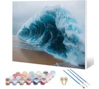 Ocean Paint by Numbers Landscape Painting by Numbers for Adults Beginner DIY Digital Painting Hobbies for Adults Women with 3 Brush and Acrylic Paints Kit for Home Decor, Gifts 28x20 Inch -hjw25010G1