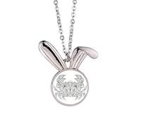 Ocean Paint Run Red Line Art Deco Fashion Rabbit Necklace Pendant Bunny Animal Jewelry Gift