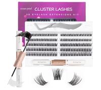 Ocean Pearl Cluster Lashes 120PCS Eyelashes 10-16mm Lash Clusters Natural Eyelash Extension Cluster Lashes Kit Individual Eyelash Lash Extensions Kit with Super Bond+Seal+Tweezer-OP01
