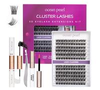 Ocean Pearl Cluster Lashes 144PCS Eyelashes 10-16mm Lash Clusters Natural Eyelash Extension Cluster Lashes Kit Individual Eyelash Lash Extensions Kit with Super Bond+Seal+Remover+Tweezer-DM01