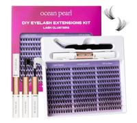 Ocean Pearl Cluster Lashes 300PCS Individual Eyelashes 10-18mm Eyelash Extension Kit Natural Lash Clusters Thin Band Eyelash Clusters Soft False Eyelashes DIY Lash Extension Kit with Bond and Seal-M36