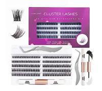 Ocean Pearl Individual Eyelashes 120 Cluster Lashes DIY Eyelash Extension Thin Band Wide Stem Lash Clusters with Tweezers and Super Bond and Seal Lash Extensions Kit Mix 10-16mm Length C/D Curl-OP01