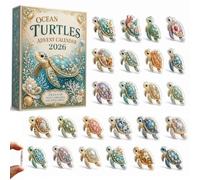 Ocean Pearl Turtles Advent Calendar 2026, 24 Day 2D Sea Turtle Ornament Set | 24 Days of Sea Turtle Figures with Colorful Shell Designs, for Decorating Christmas Trees Wreaths Windows and Gifts