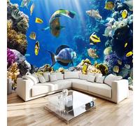 Ocean Photo Wallpaper 144"x100" Fish 3D Effect Panoramic Wall Murals Non-Woven Wall Paper for Bedroom Living Room TV Backdrop,Easy to Install W-672