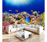 Ocean Photo Wallpaper 144"x100" Fish 3D Effect Panoramic Wall Murals Non-Woven Wall Paper for Bedroom Living Room TV Backdrop,Easy to Install W-105