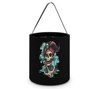 Ocean Pirates Skull Halloween Tricking Or Treating Bucket Bags Reusable Candy Basket Tote Pumpkin Party Favor Bag