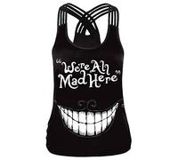 Ocean Plus Women's Summer Sleeveless Strappy X-Back Tank Top Criss Cross Vest Top Wrap Animal Print Round Collar Shirt (M (UK 8-10), Big Mouth)