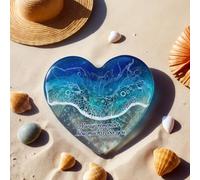 Ocean Pocket Heart, Handmade Natural Sea Glass Ornament, 2025 New Mini Cute Beach-Themed Glass Gifts for Friends and Ocean Lovers Coastal Decor
