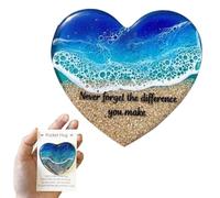 Ocean Pocket Heart - Handmade Resin Beach Keepsake Gift for Friends, Palm-Sized Ocean Decor Symbolizing Comfort and Connection, Natural Heart Sea Fused Handmade Ocean Glass Ornament (A)