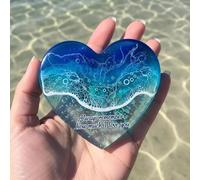 Ocean Pocket Heart, Mini Cute Handmade Resin Beach Pocket Gift,Natural Heart Sea Fused Handmade Ocean Glass Ornament,Mini Ocean Ornament & Pocket Token,Sea Themed Gift for Friend and Ocean Lovers