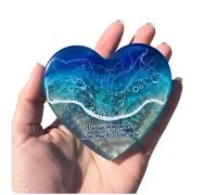 Ocean Pocket Heart | Natural Heart Sea Fused Glass Ornament | Mini Cute Handmade Resin Beach Gift | Perfect Present for Friends & Beach Lovers (B)