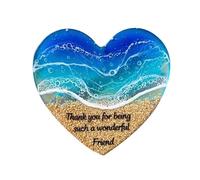 Ocean Pocket Heart, Natural Heart, Sea, Fused Handmade, Ocean Glass Ornament, Mini, Cute Handmade Glass Beach Bag for Friends, 1 Piece (Sky Blue, 5 x 5 cm)