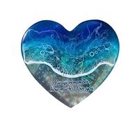 Ocean Pocket Heart, Natural Heart, Sea, Fused Handmade, Ocean Glass Ornament, Mini, Cute Handmade Glass Beach Bag for Friends, 1 Piece (Dark Blue, 5 x 5 cm)