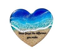 Ocean Pocket Heart, Natural Heart, Sea, Fused Handmade, Ocean Glass Ornament, Mini, Cute Handmade Glass Beach Bag for Friends, 1 Piece (Blue, 5 x 5 cm)