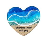 Ocean Pocket Heart, Natural Heart, Sea, Fused Handmade, Ocean Glass Ornament, Mini, Cute Handmade Glass Beach Bag for Friends, 1 Piece (Light Blue, 5 x 5 cm)