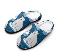 Ocean Polar Bear Women’S Cotton Slippers Memory Foam House Shoes Flats For Indoor Outdoor