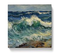 Ocean Post-Impressionism Canvas Print | Gallery Wrapped 30mm Frame Wall Art | 20x20 inches | Ready to Hang | Impressionist Seascape Picture | Living Room Bedroom Lounge Office